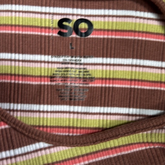 SO JUNIORS L CUT OUT TEE BROWN STRIPE - Picture 2 of 4